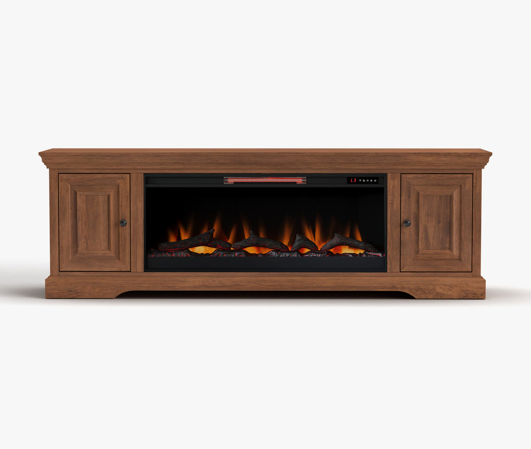 Charleston 78-inch Fireplace TV Stand Bourbon Brown - Traditional