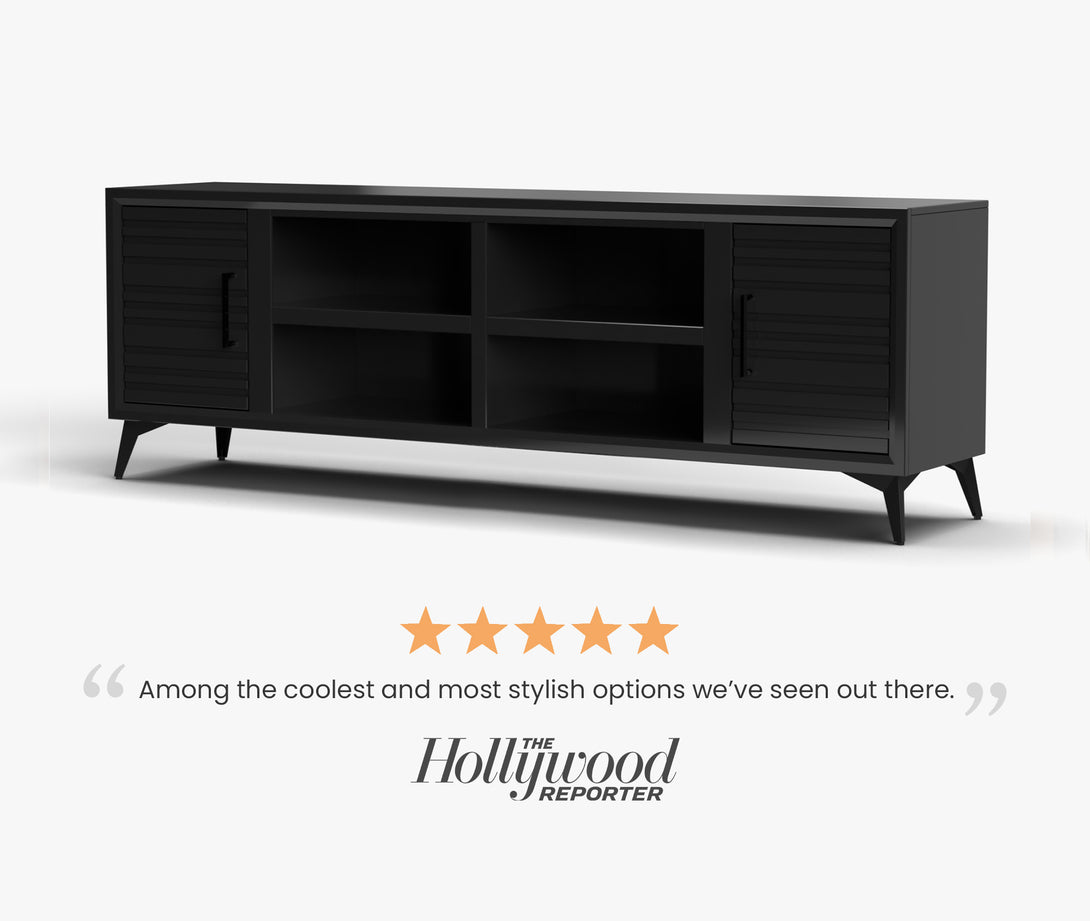 Malibu 78" TV Stands Modern - Charcoal Black - Side View