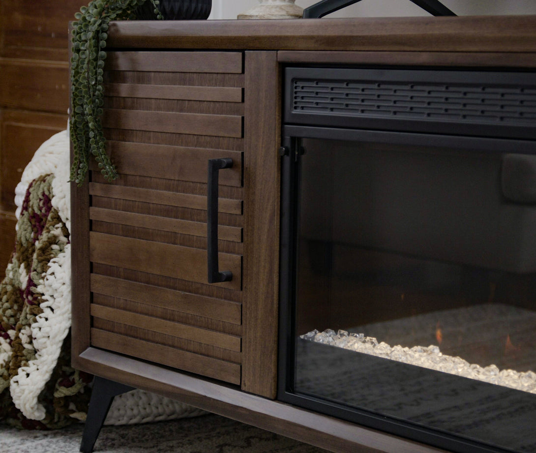 Malibu 78-inch Fireplace TV Stands Modern Bourbon Brown