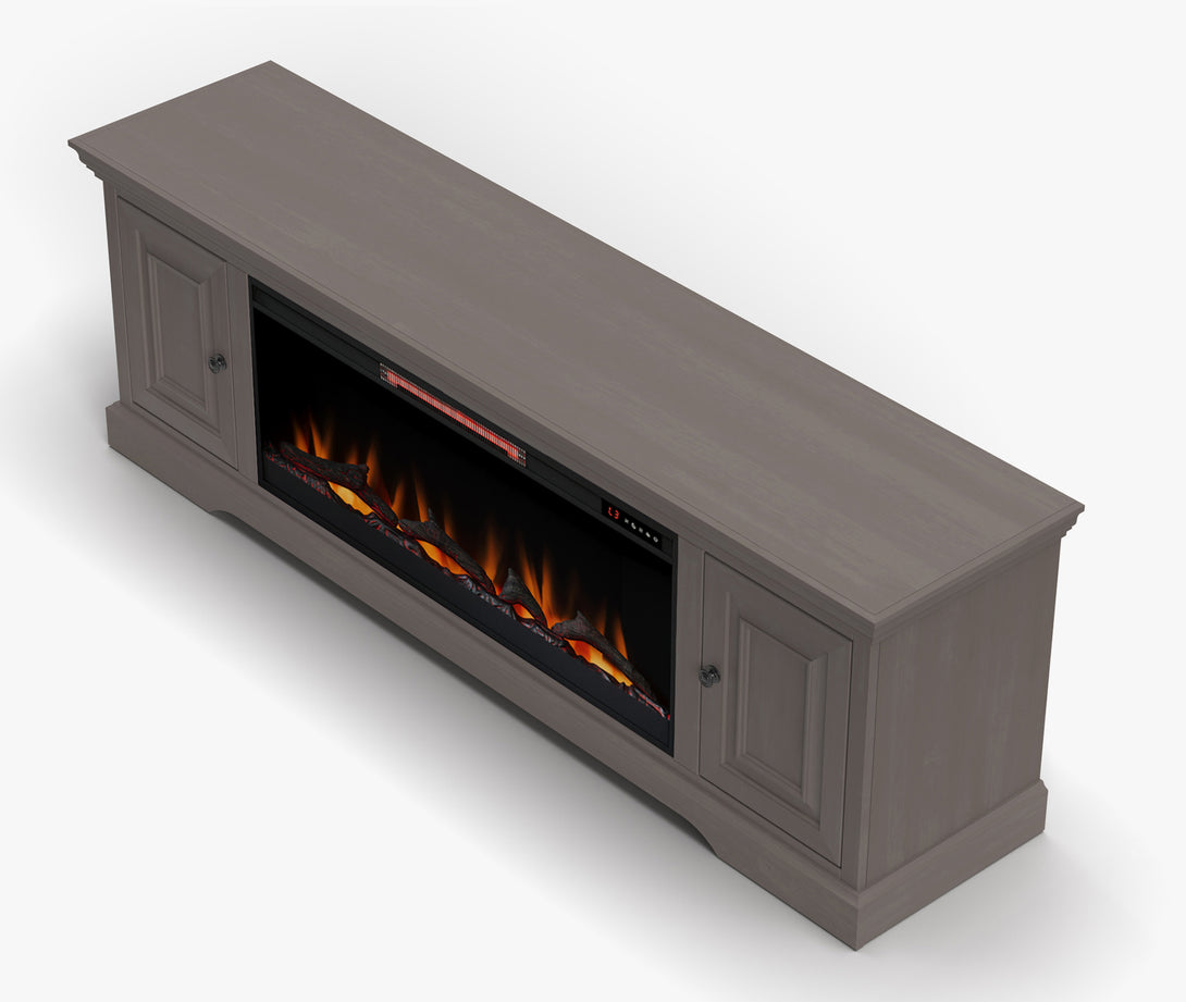 Charleston 78 inch Electric Fireplace TV Stand Classic Gray - Traditional Close Side View