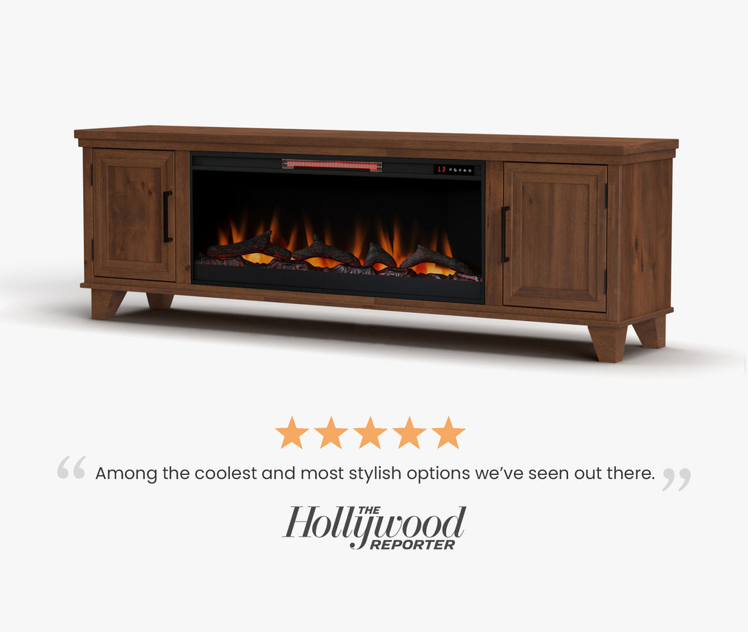 Sonoma 78" Fireplace TV Stand can also fit 70 inch Whiskey Brown Modern Traditional Side View