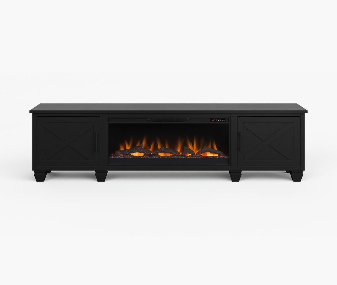 Liberty 95-inch Fireplace TV Stand Charcoal Black Rustic Modern Farmhouse