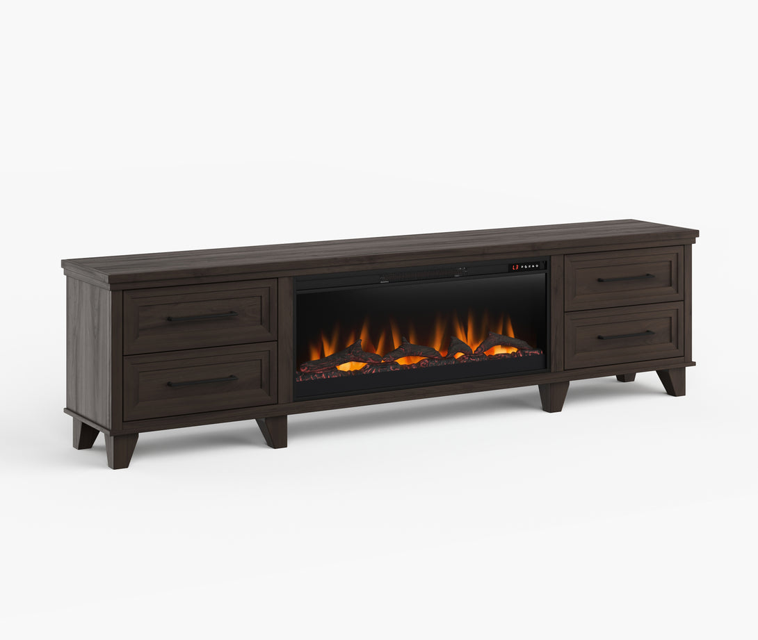 Sonoma 95" Large Fireplace TV Stand Java - Traditional and Modern - Side View