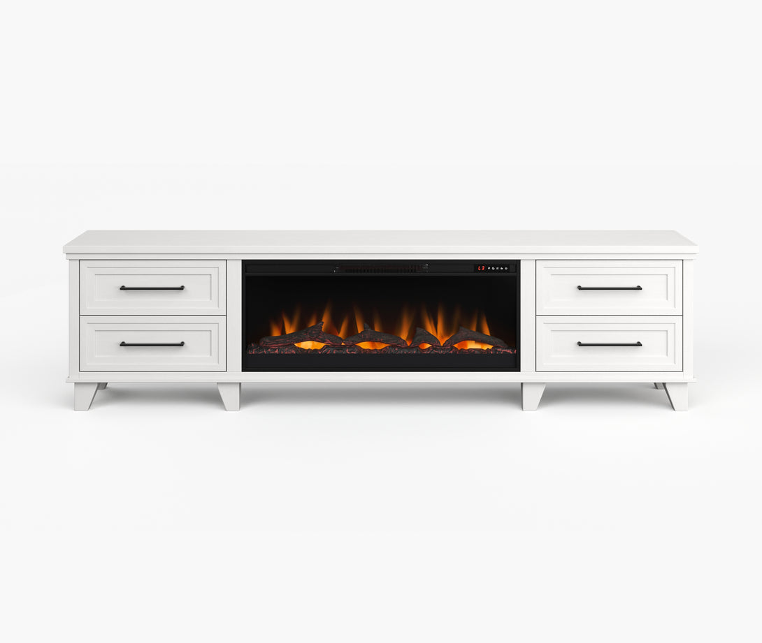 Sonoma 95-inch Fireplace TV Stand White Traditional Modern