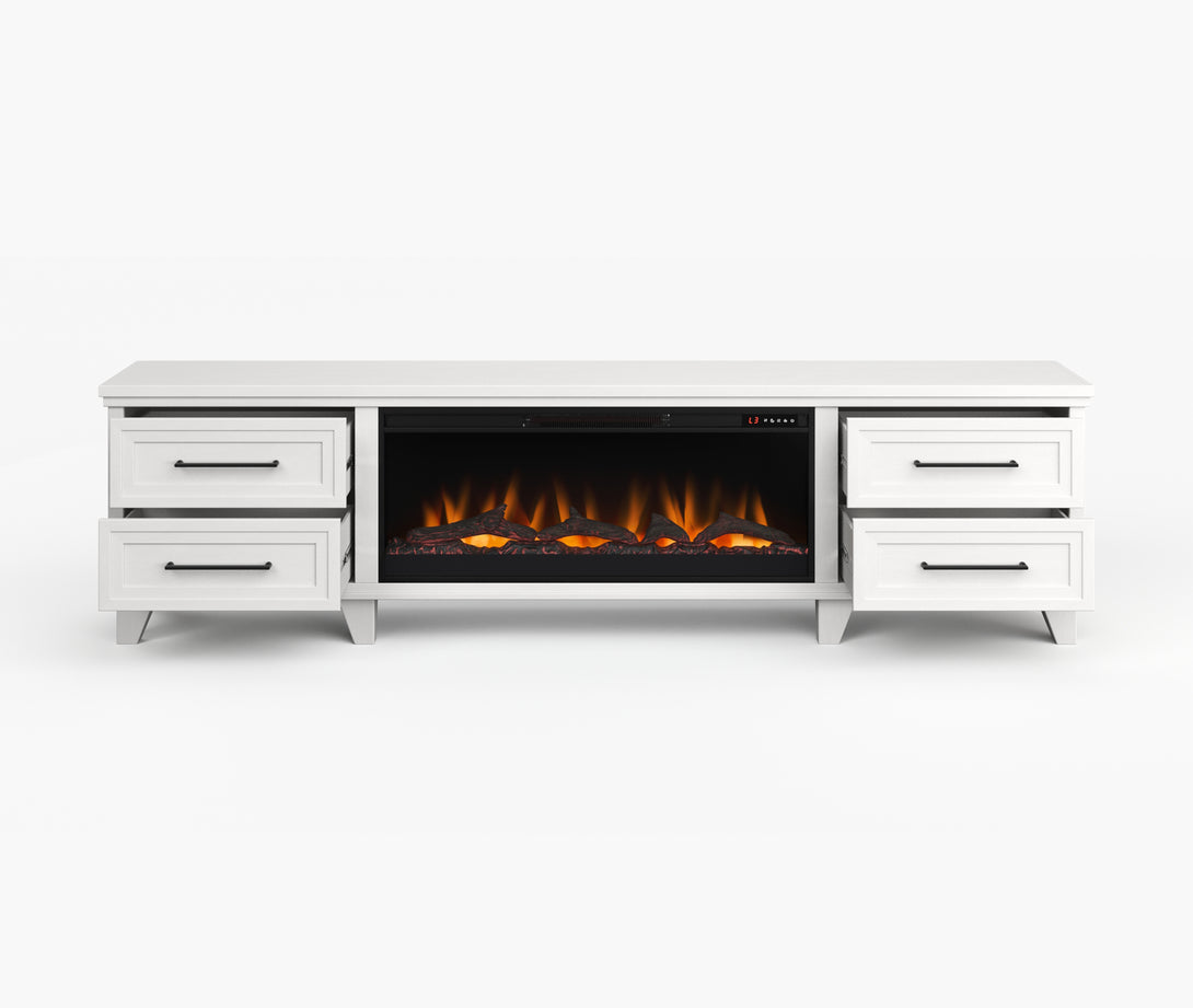 Sonoma 95" Wide Fireplace TV Stand White Traditional Modern