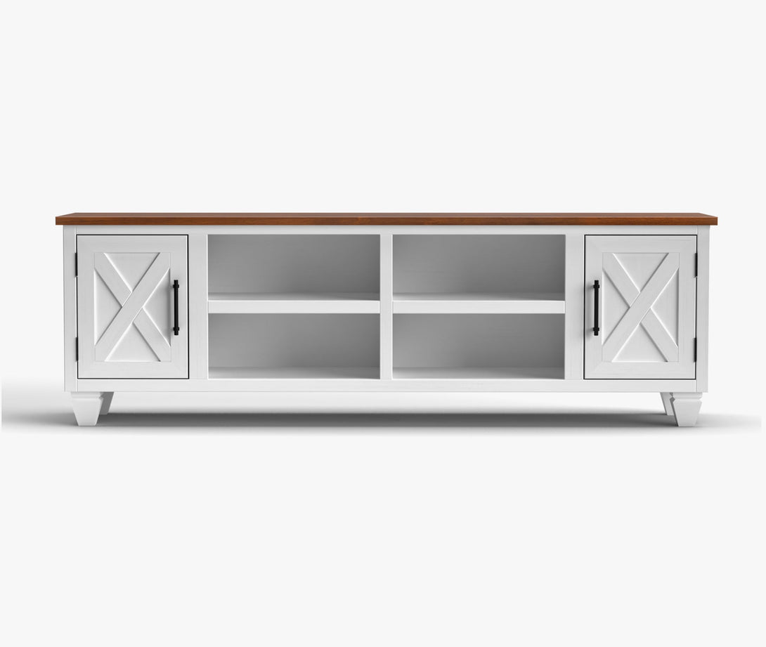 Liberty 78-inch TV Stands White/Bourbon Brown - Rustic Modern Farmhouse