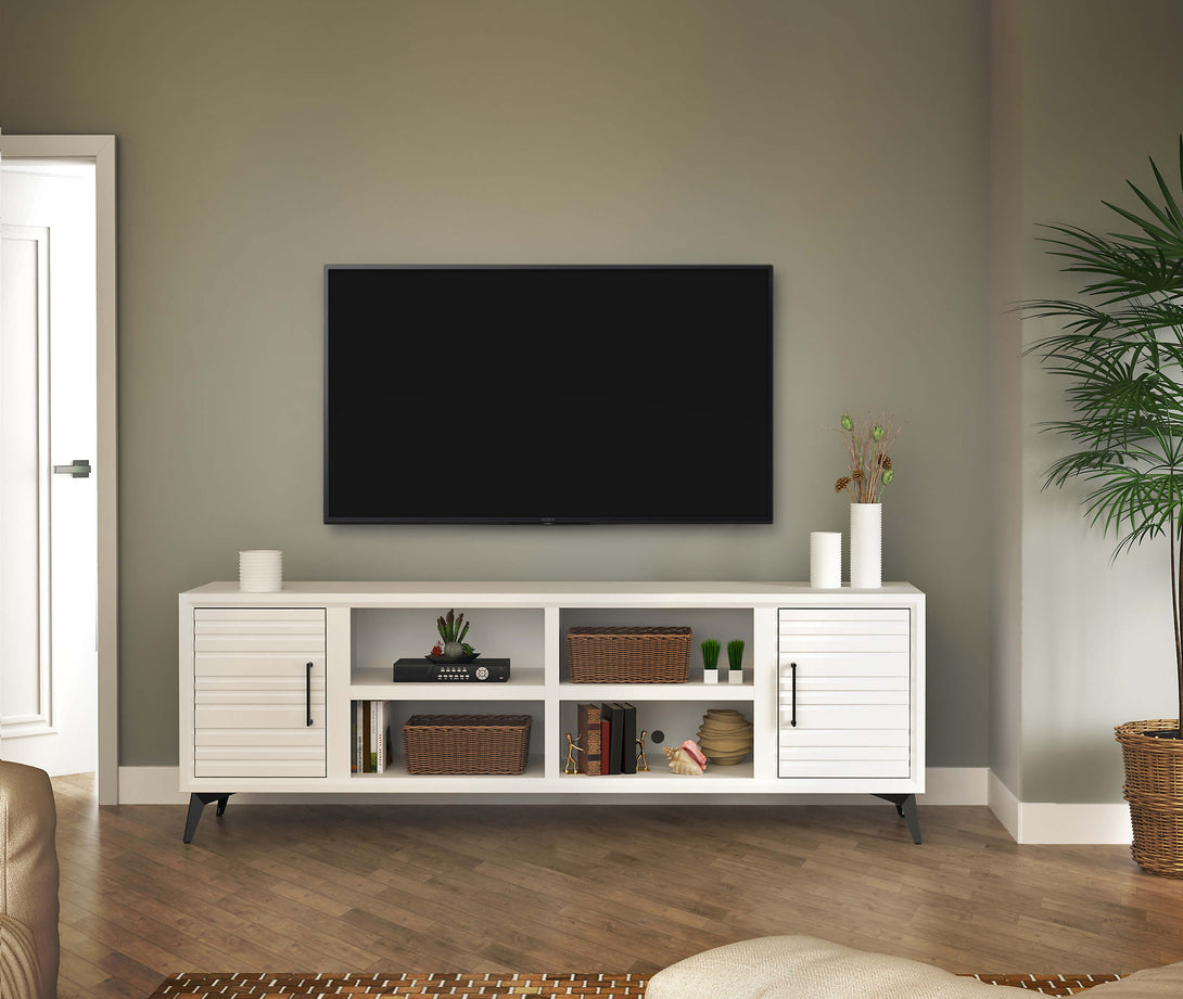Malibu 78" TV Stands can also fit 75 inch White - Modern