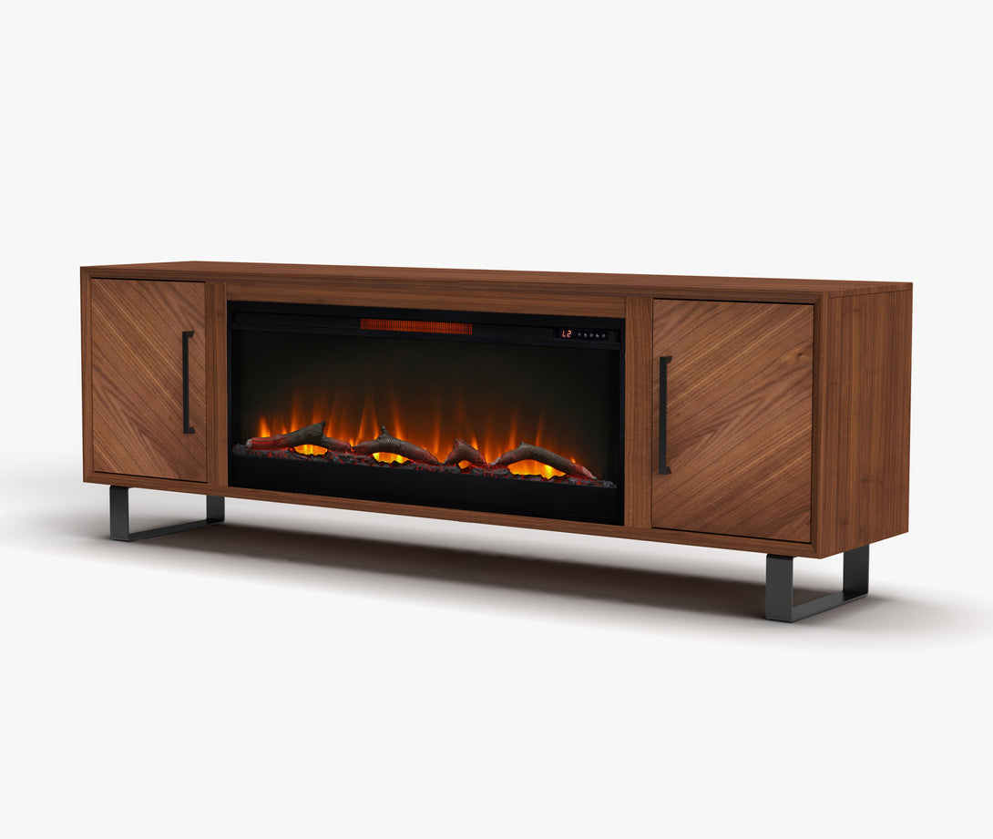 Hartley 78" Fireplace TV Stand can also fit 70 inch Dark Walnut Mid-Century Modern Side View