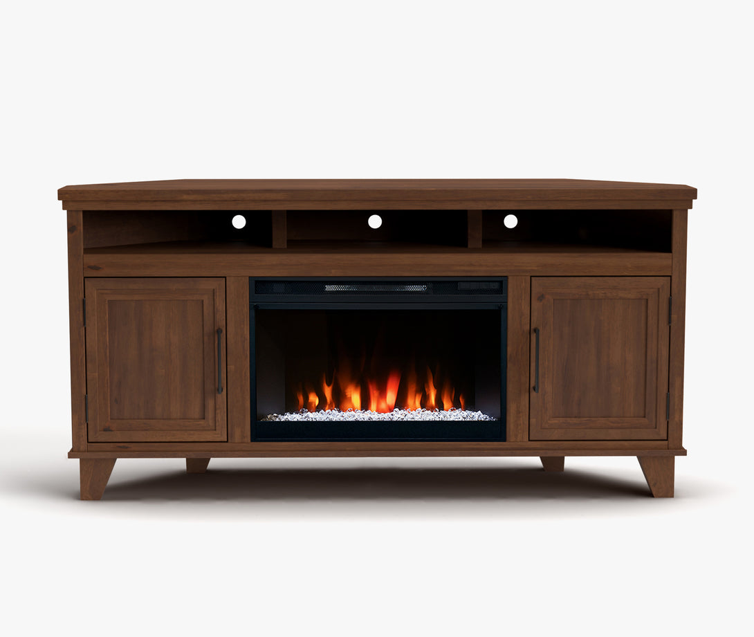 Sonoma 64-inch Fireplace Corner TV Stands Whiskey Brown - Modern Traditional