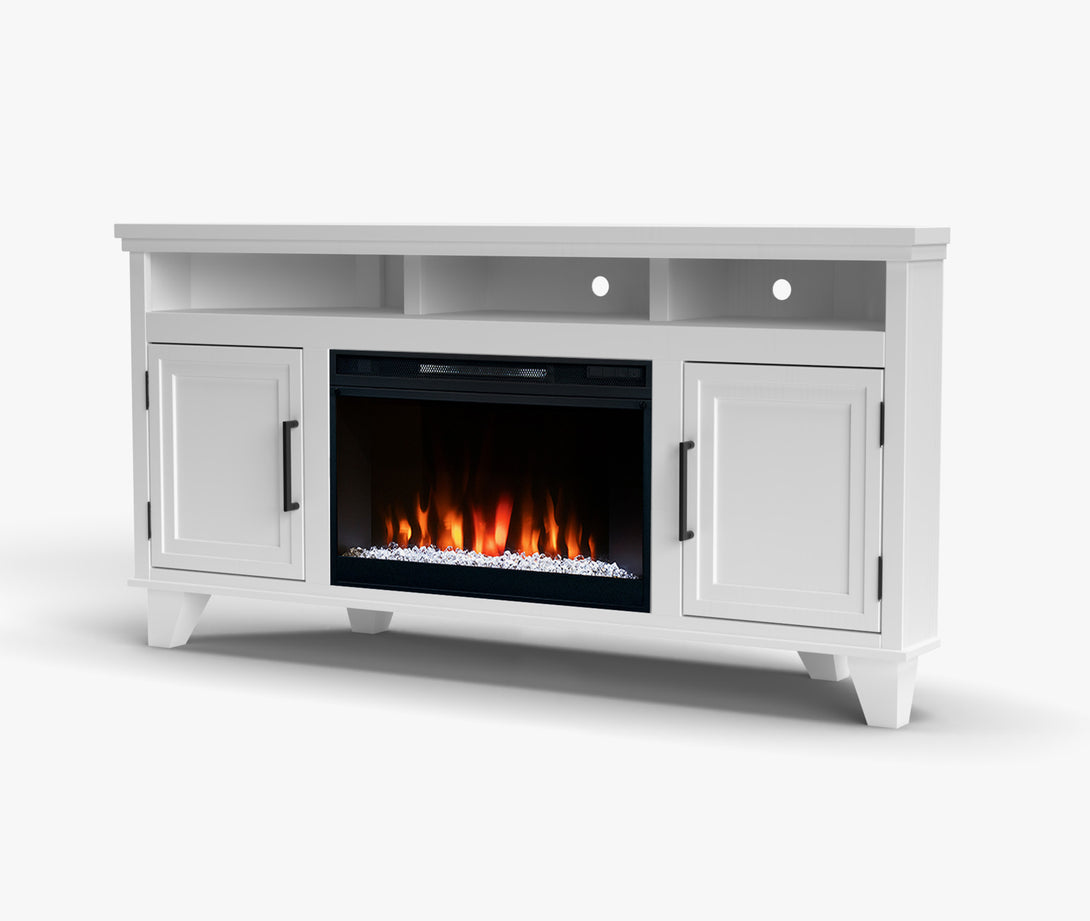 Sonoma 64" Electric Fireplace TV Stand Corner White Traditional Modern - Side View