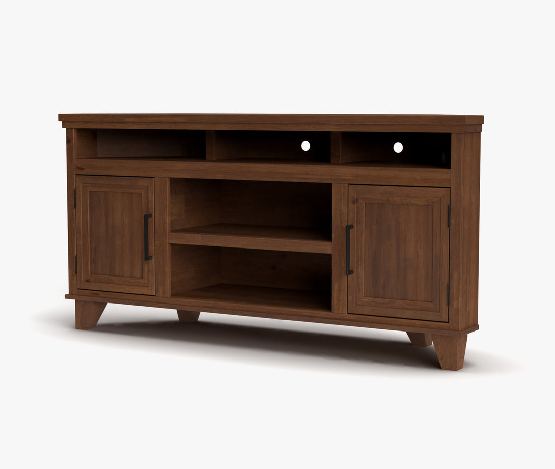 Sonoma 64" Corner TV Stands for 55 inch TV Whiskey Brown - Modern Traditional - Side View