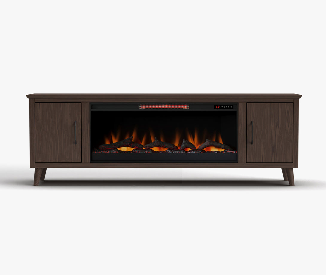 Arcadia 78-inch Fireplace TV Stand Dark Walnut - Mid-Century Modern