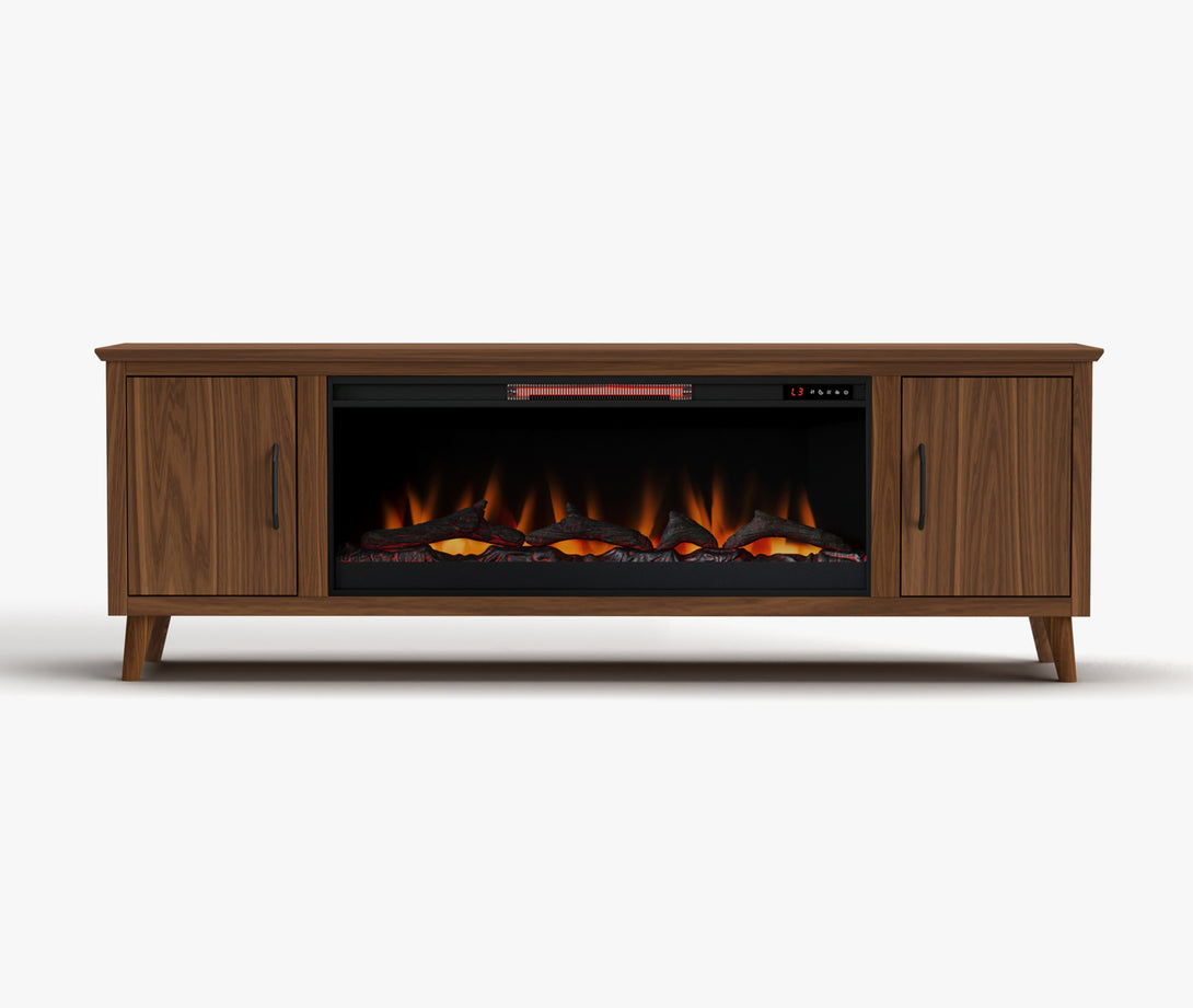 Arcadia 78-inch Fireplace TV Stand Natural Walnut - Mid Century Modern
