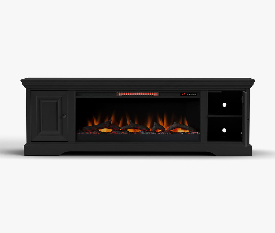 Charleston 78" Fireplace TV Stand can also fit 75 inch Charcoal Black - Traditional - Open Side Door View