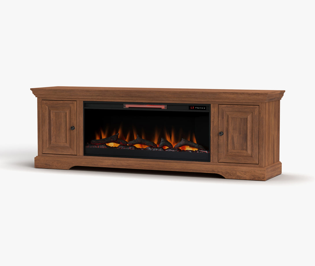 Charleston 78" Fireplace TV Stand can also fit 70 inch Bourbon Brown Traditional - Side View