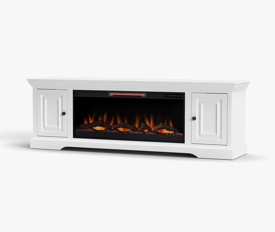 Charleston 78" Fireplace TV Stand can also fit 70 inch White - Traditional - Side View