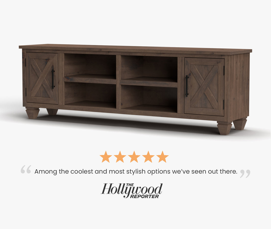 Liberty 78" TV Stands Barnwood - Rustic Modern Farmhouse - Side View