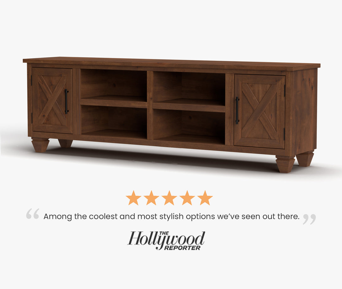 Liberty 78" TV Stands Whiskey Brown - Rustic Modern Farmhouse - Side View