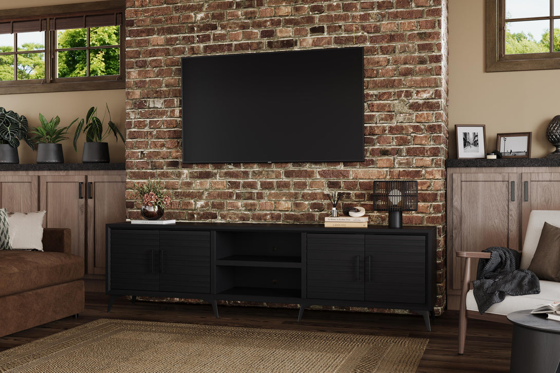Malibu 95" Large TV Stand Charcoal Black - Modern - Life Style