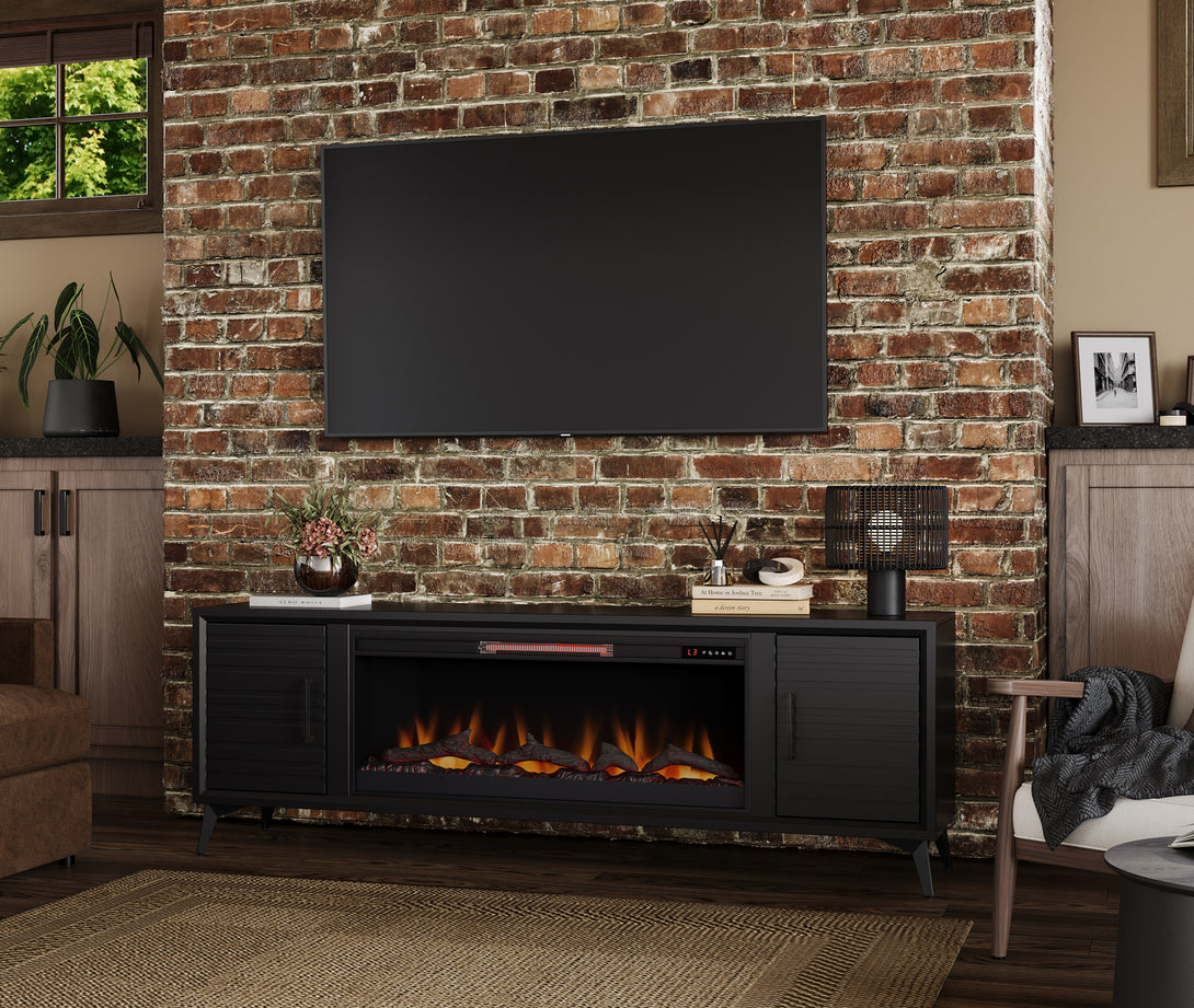 Malibu 78" Fireplace TV Stand can also fit 75 inch Charcoal Black - Modern