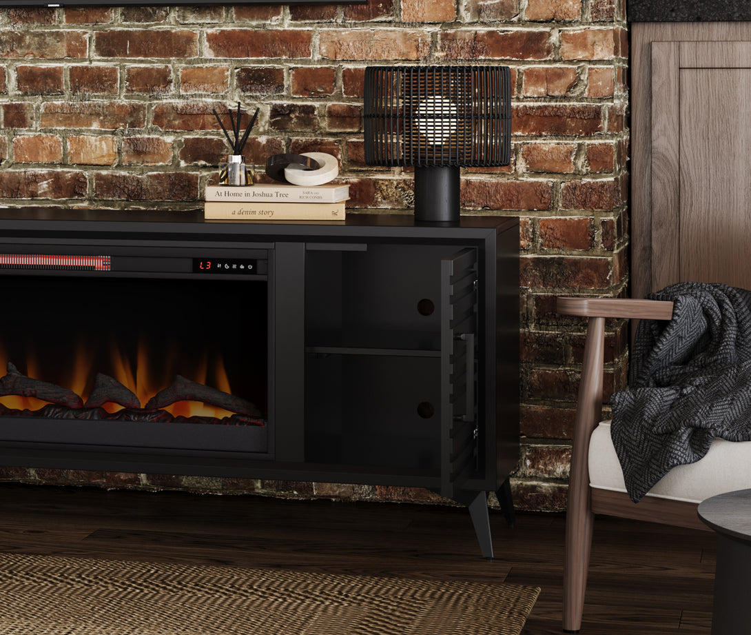 Malibu 78-inch Fireplace TV Stand Modern - Charcoal Black