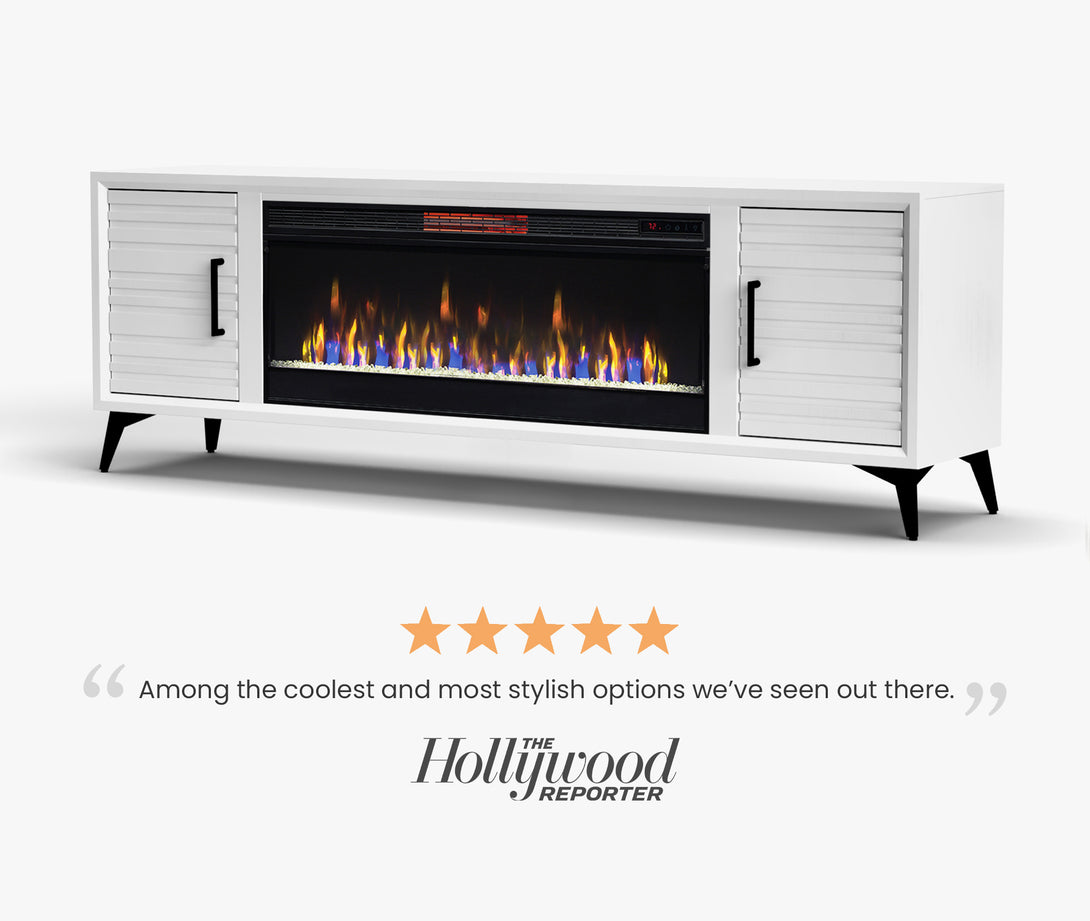 Malibu 78" Fireplace TV Stand can also fit 70 inch White - Modern - Side View