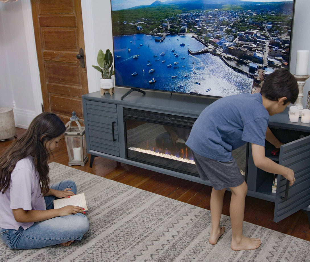 Malibu 78" Fireplace TV Stand can also fit 75 inch Denim Modern