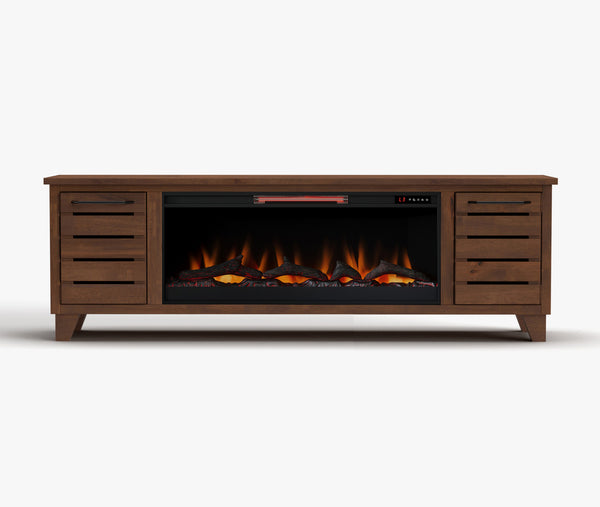 Napa 78-inch Fireplace TV Stand Whiskey Brown Casual