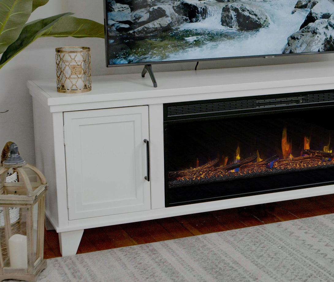 Sonoma 78" Fireplace TV Stand can also fit 75 inch White - Traditional Modern