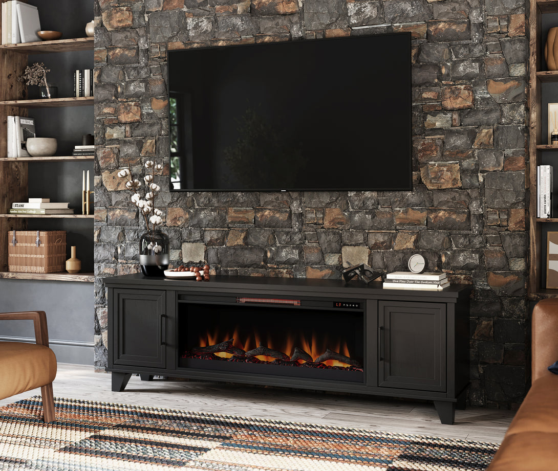 Sonoma 78" Fireplace TV Stand can also fit 75 inch Charcoal Black - Transitional