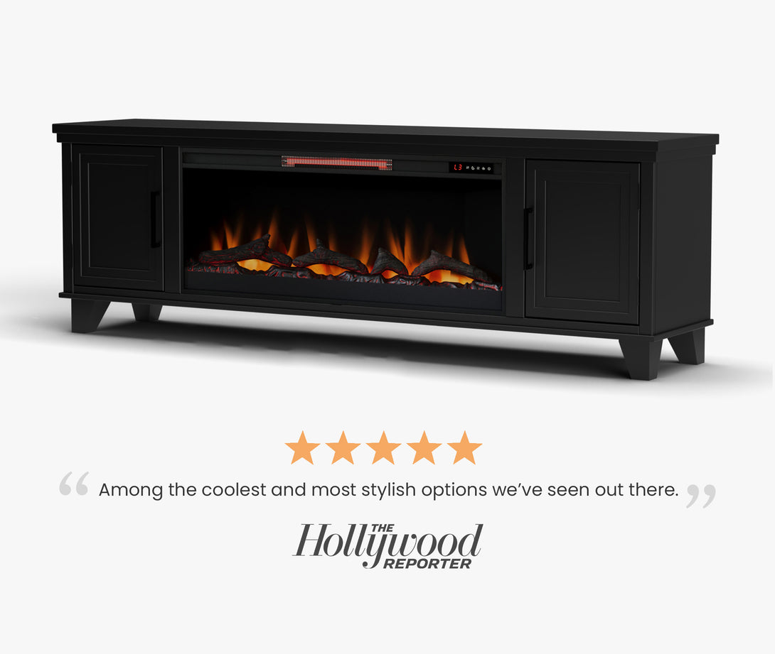 Sonoma 78" Fireplace TV Stand can also fit 70 inch Charcoal Black Transitional Side View