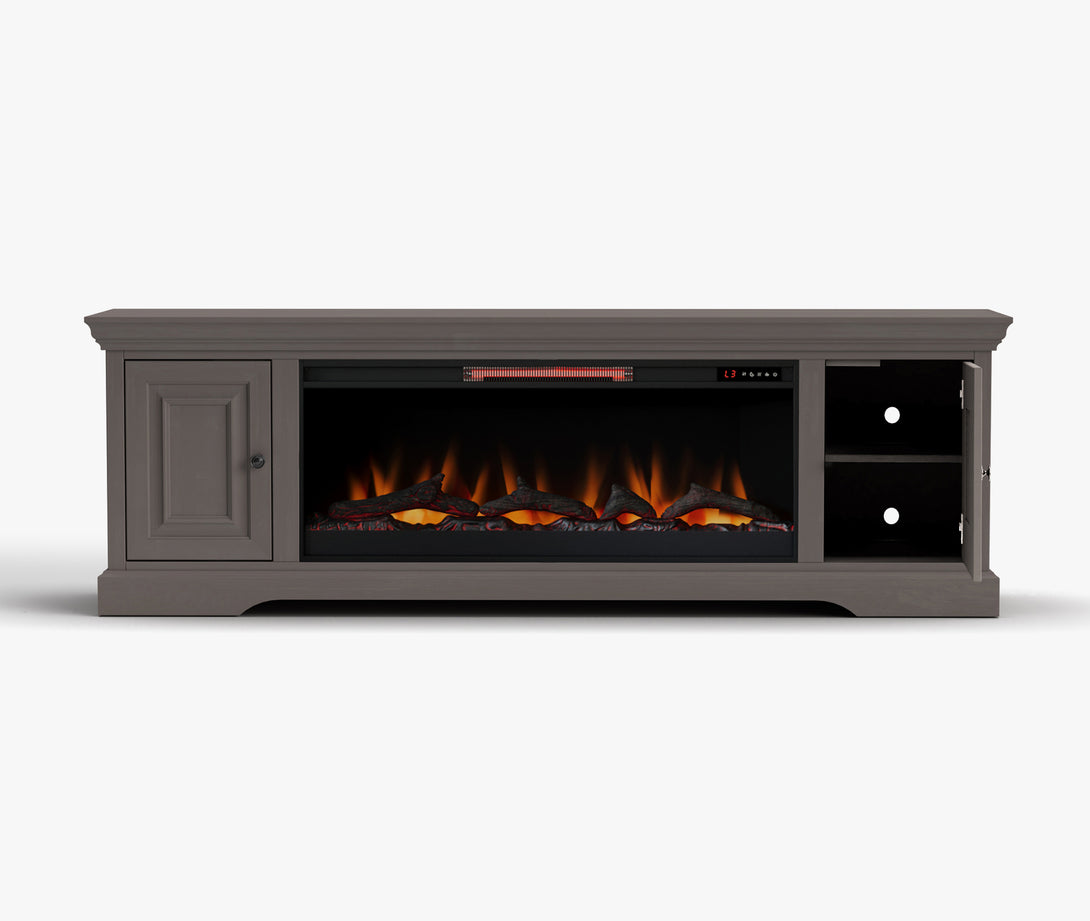 Charleston 78" Fireplace TV Stand can also fit 75 inch Classic Gray Traditional Open Side Door View