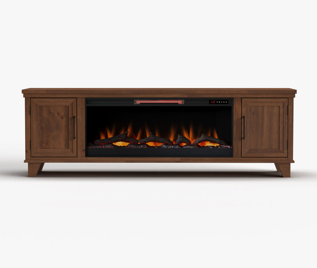 Sonoma 78-inch Fireplace TV Stand Whiskey Brown - Modern Traditional
