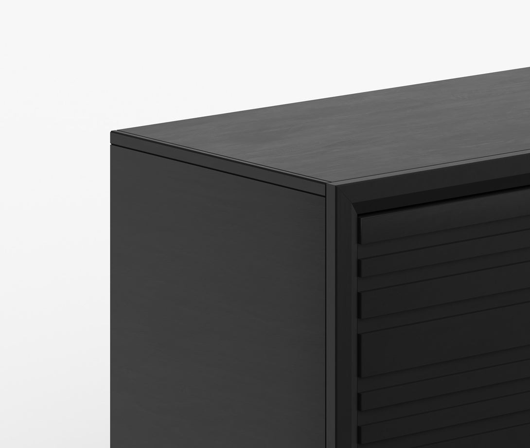 Malibu 95 inch TV Stands Charcoal Black - Modern - Close Side View