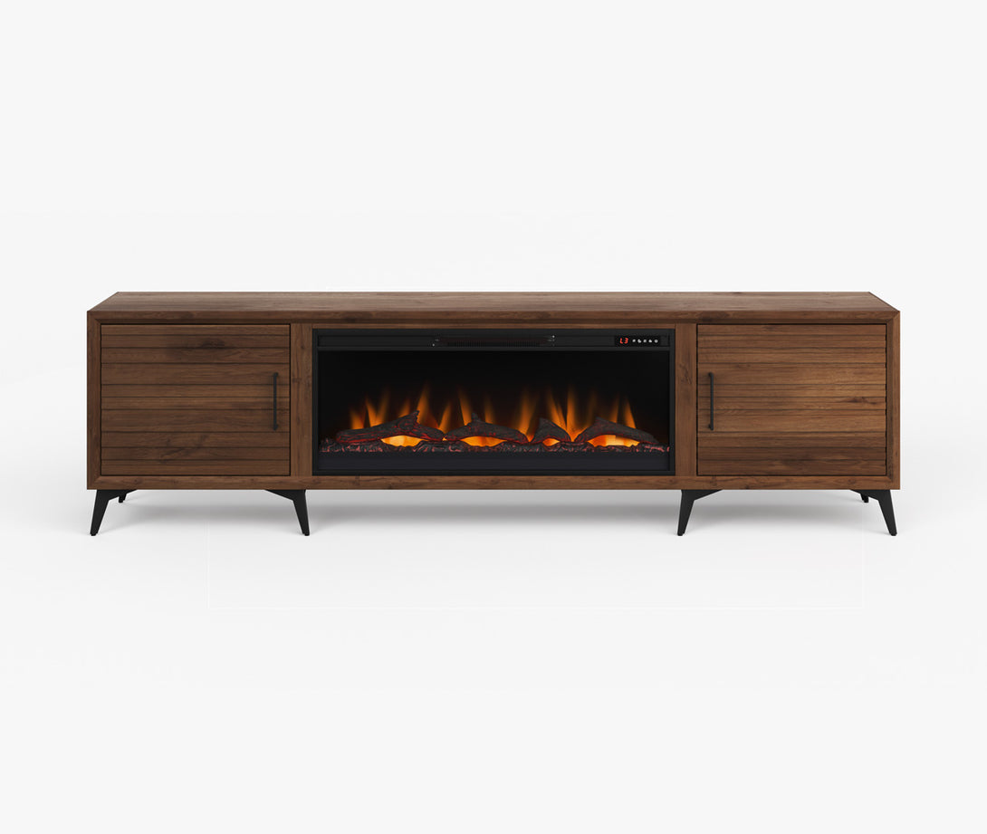 Malibu 95-inch Fireplace TV Stand Bourbon Brown Modern