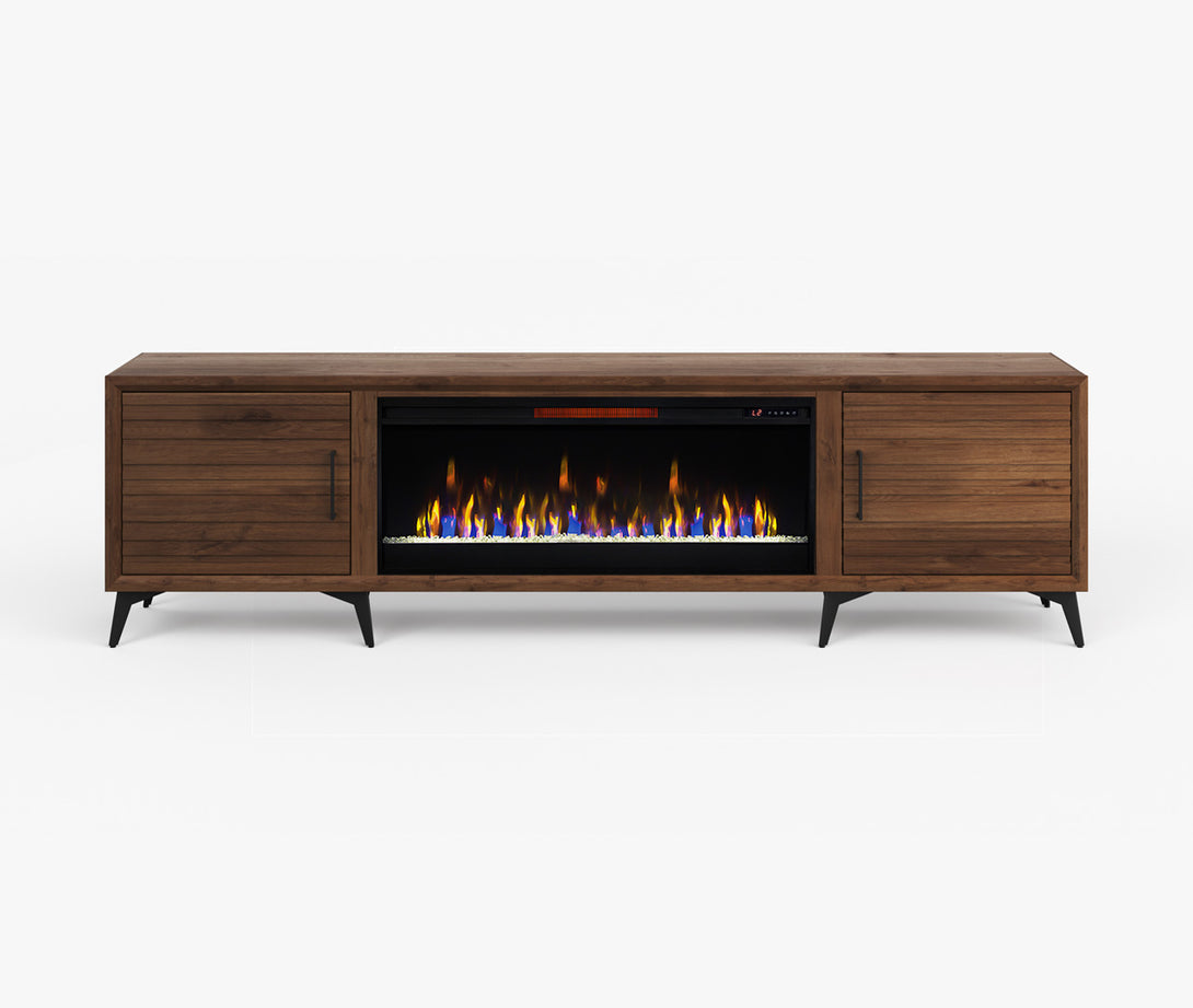 Malibu 95-inch Fireplace TV Stand Bourbon Brown - Modern