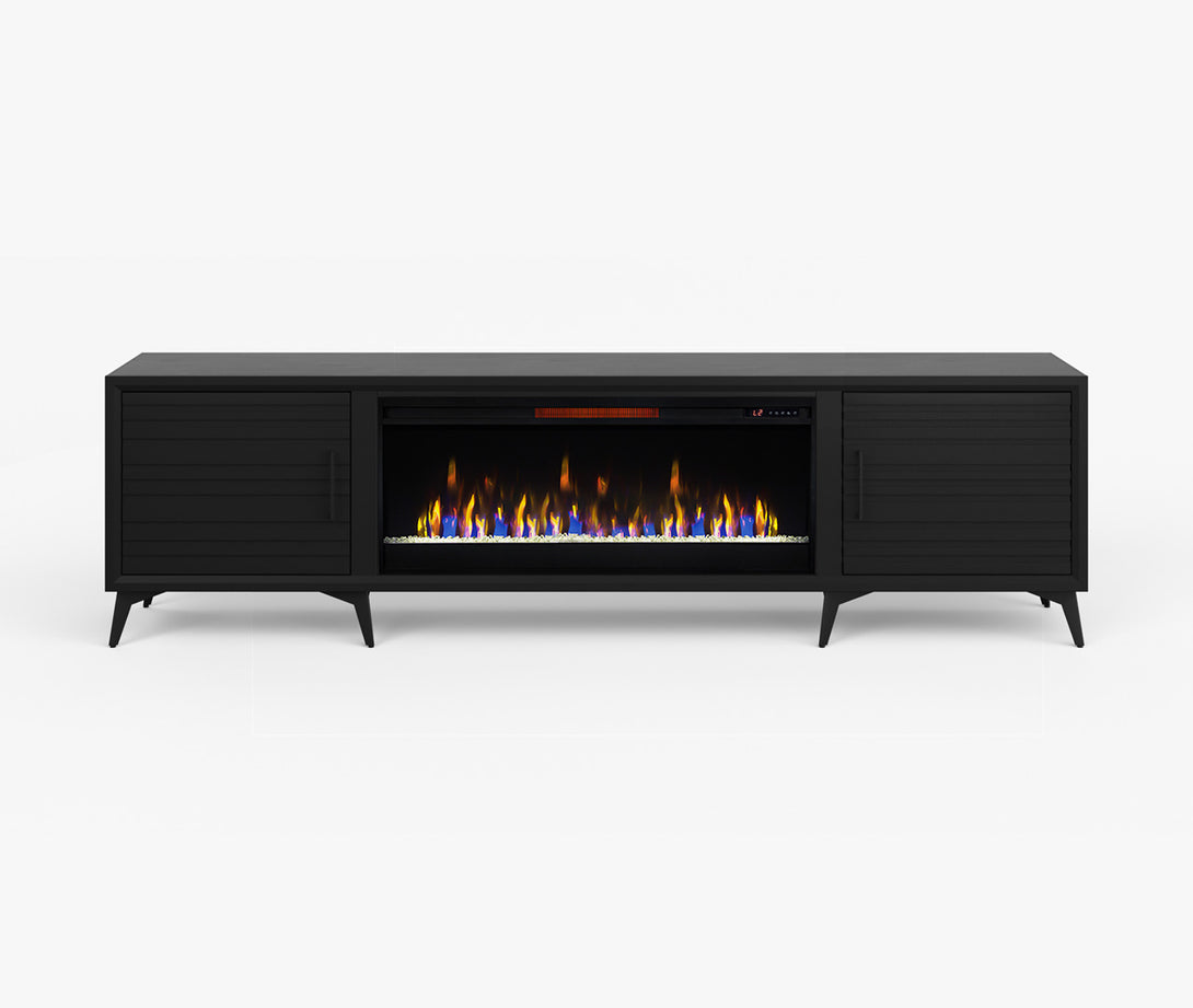 Malibu 95-inch Fireplace TV Stand Charcoal Black - Modern