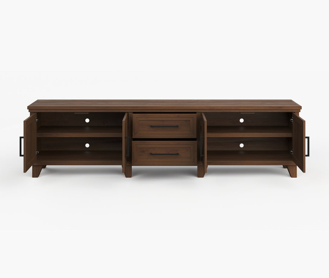 Sonoma 95 inch TV Stand for TVs 85" and Above Whiskey Brown - Modern Traditional - Open Side Door View