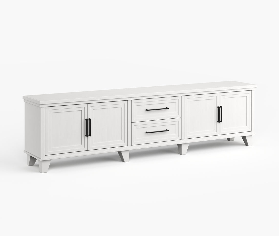 Sonoma 95" Large TV Stand White - Traditional Modern - Side View