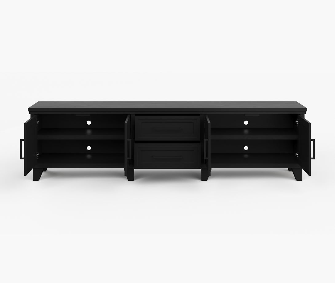 Sonoma 95 inch TV Stand for TVs 85" and Above Charcoal Black - Transitional - Open Side Door View