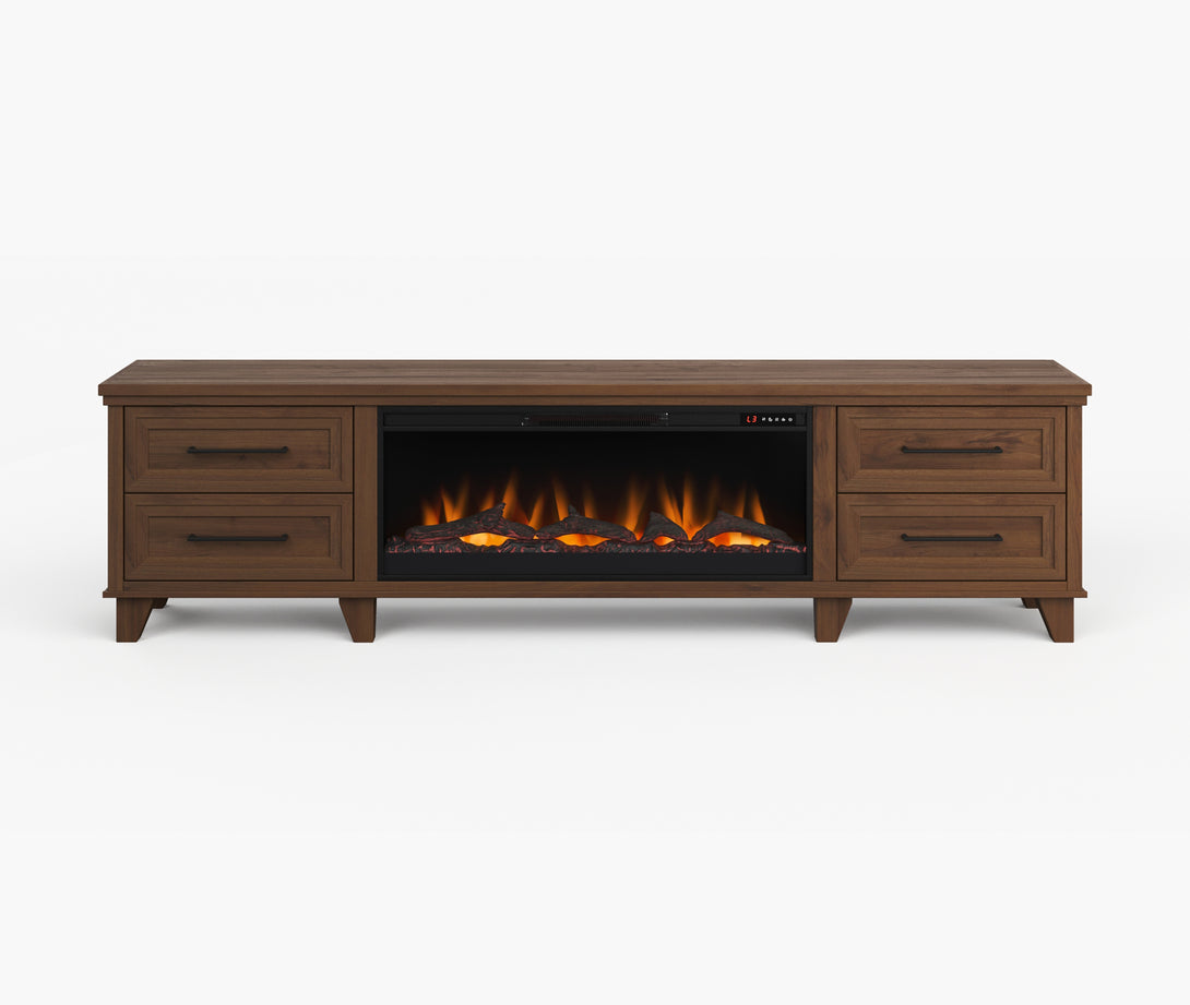 Sonoma 95-inch Fireplace TV Stand Whiskey Brown - Modern Traditional