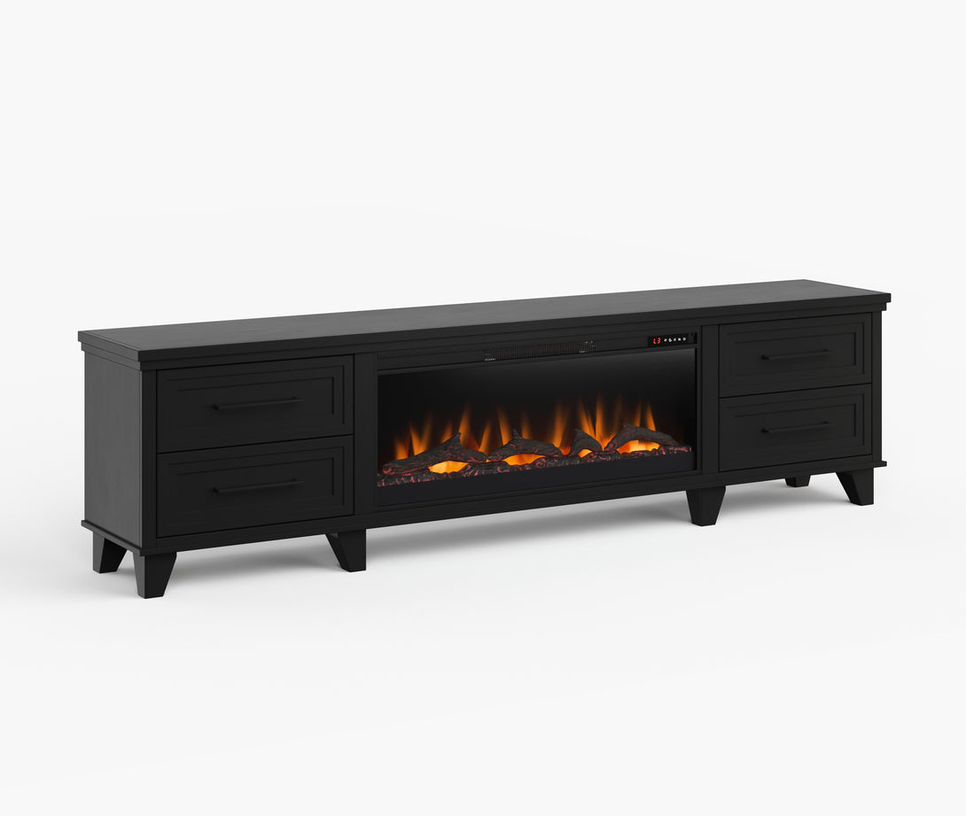 Sonoma 95" Large Fireplace TV Stand Charcoal Black - Transitional - Side View