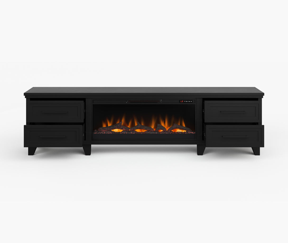 Sonoma 95" Wide Fireplace TV Stand Charcoal Black - Transitional