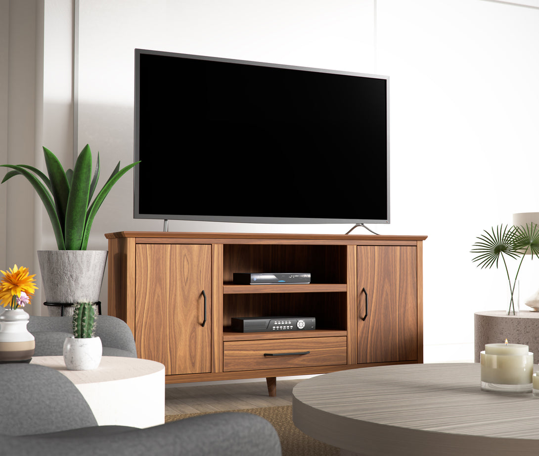 Arcadia 64 inch TV Stands Walnut Brown Mid Century Modern