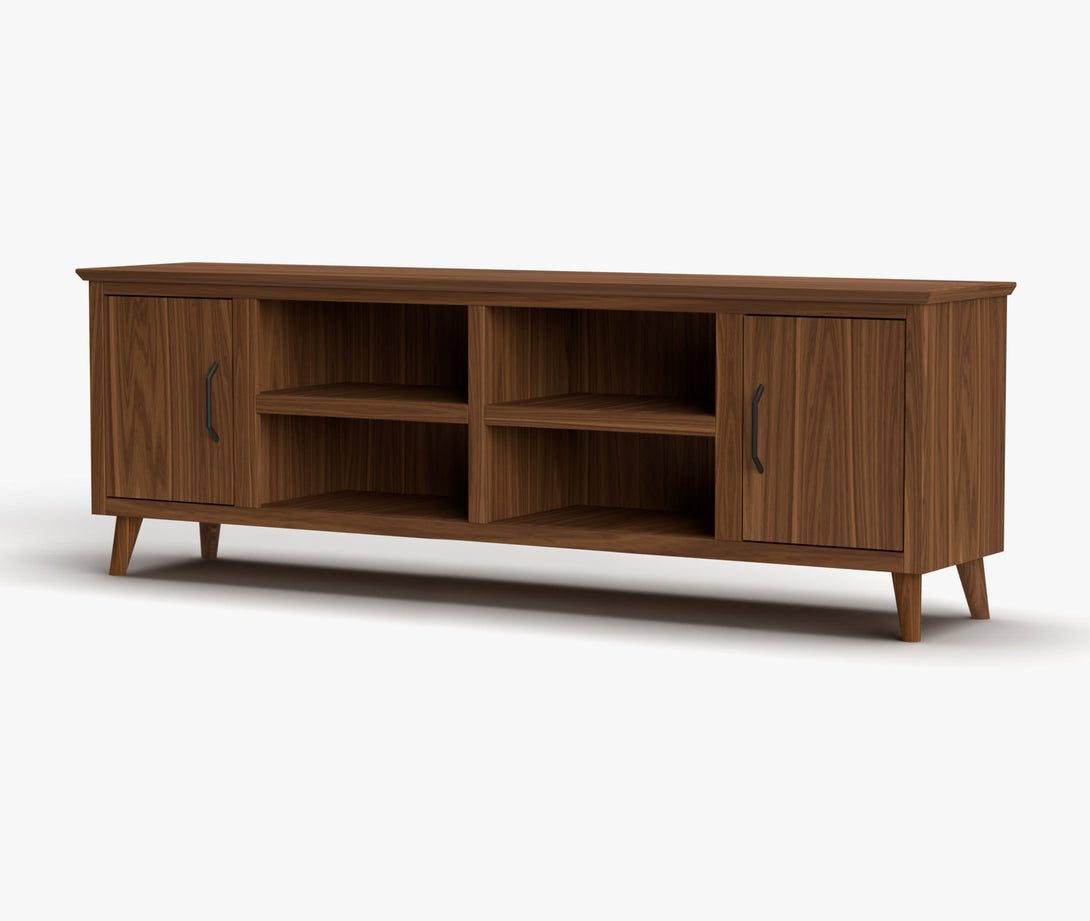 Arcadia 78" TV Stands can also fit 75 inch Natural Walnut - Mid-Century Modern Side View