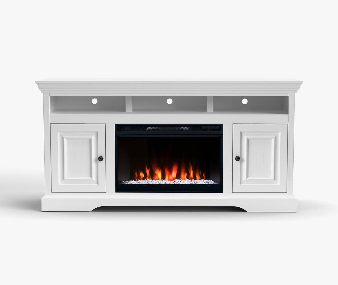 Charleston 64-inch Fireplace TV Stand White Traditional