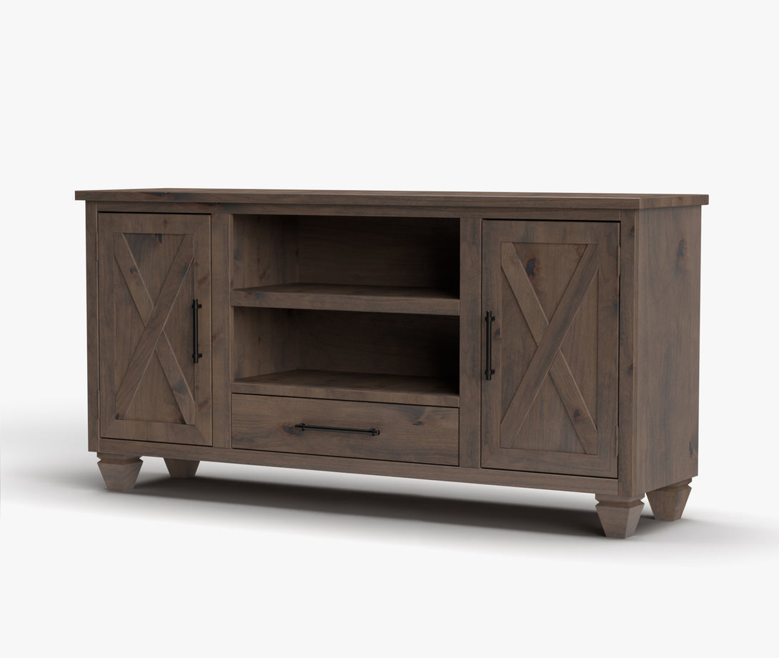 Liberty 64" TV Stands fits up to 65 inch Barnwood - Rustic Modern Farmhouse Side View