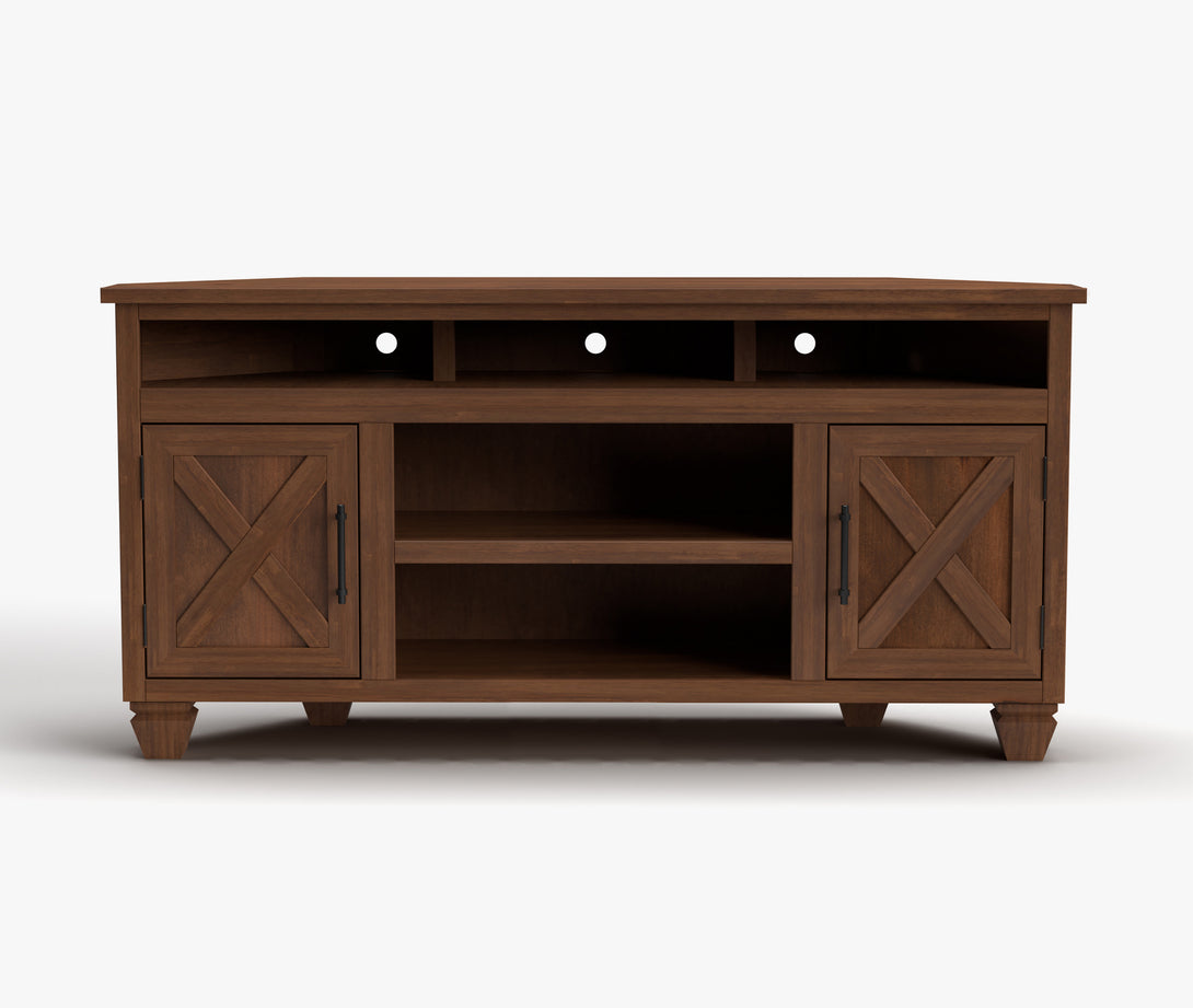 Liberty 64-inch Corner TV Stands Whiskey Brown - Rustic Modern Farmhouse