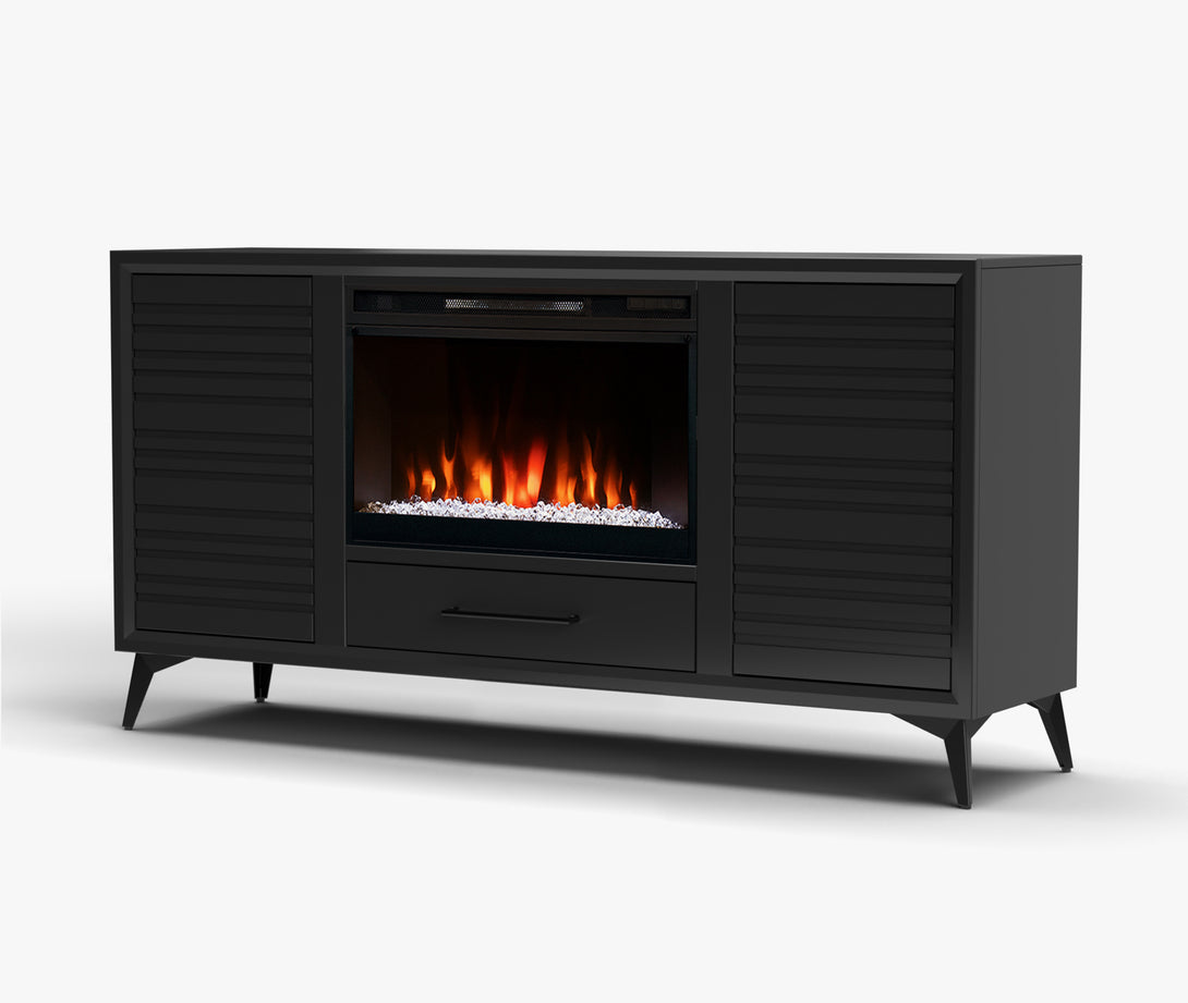 Malibu 64" Fireplace TV Stand Charcoal Black - Modern - Side View