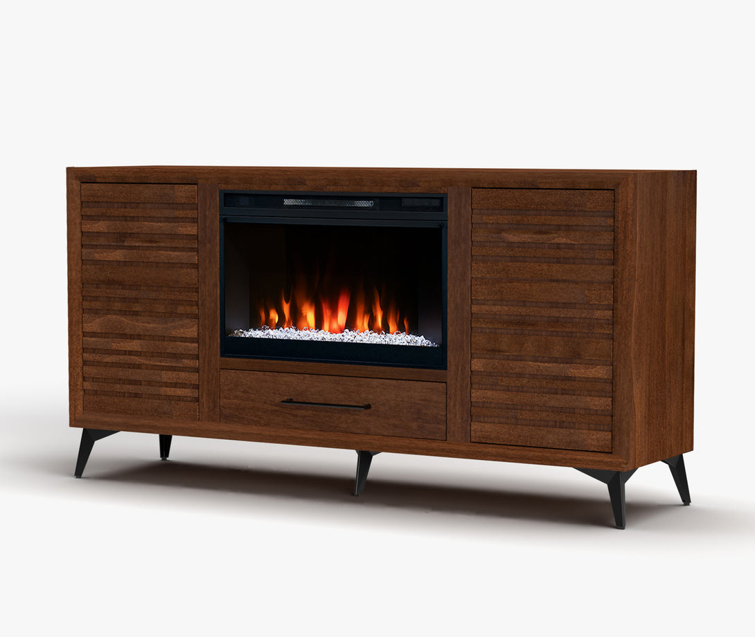 Malibu 64" Fireplace TV Stand Modern Bourbon Brown - Side View